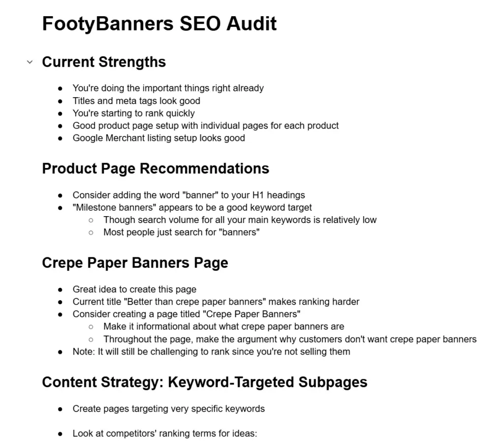 Digital Marketing Audit Report from TJ Robertson