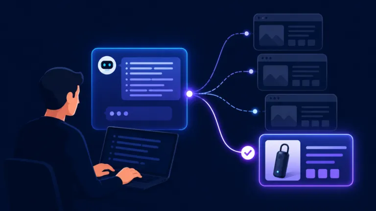 Person using an AI chat tool to discover and market a product with no traditional search demand.