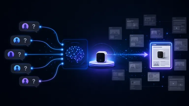 AI search connects customer problem prompts to cited web pages that introduce an unknown product.