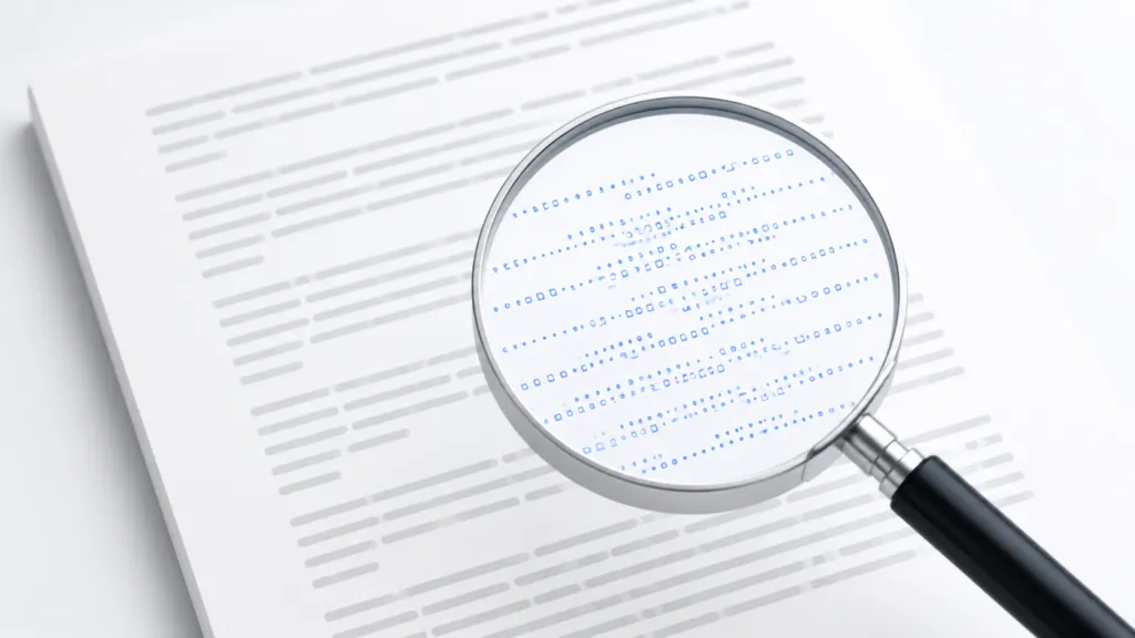 Illustration of an AI-generated document with a hidden digital watermark being detected, representing AI content watermarks and their impact on SEO.