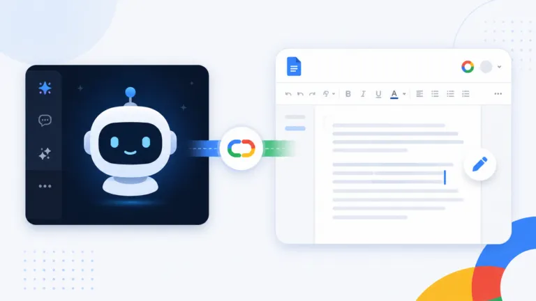 AI assistant connected to a Google Doc through an MCP bridge, enabling direct document editing and write access.
