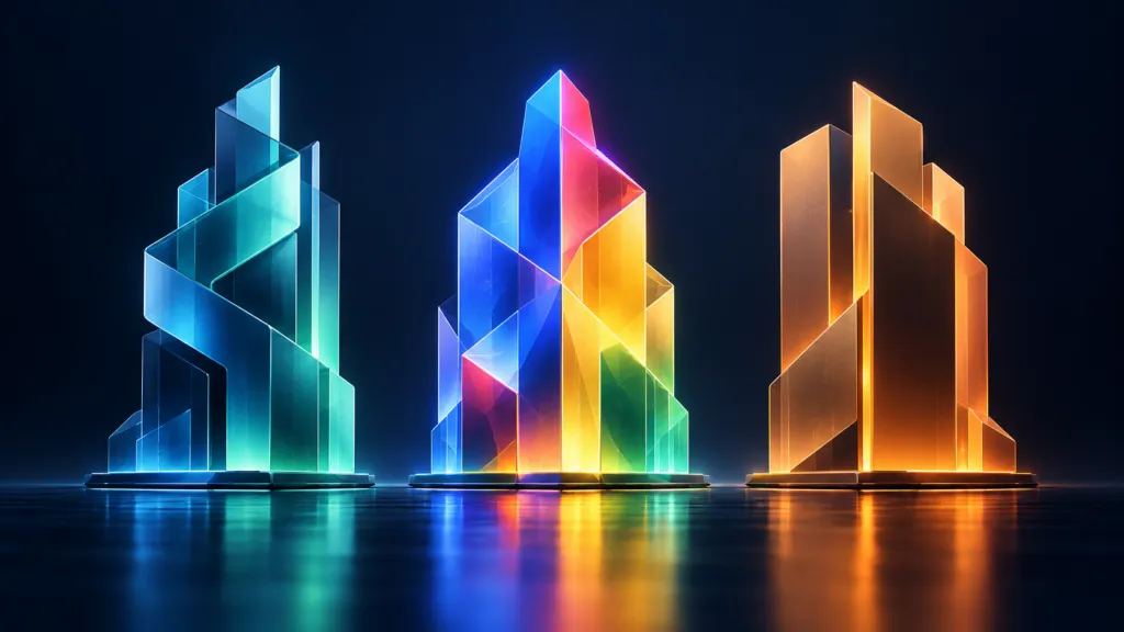 Gemini 4 vs Claude Opus 5.5 vs GPT-6 Astra AI model comparison, illustrated by three glowing futuristic structures representing Google, Anthropic, and OpenAI.